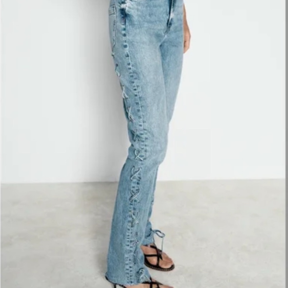 Zara Slim Jeans with side lacing Z1975 Size 38 EU 6 US